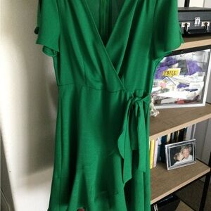 Elegant Green Wrap Dress